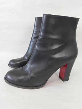 Christian Louboutin Festival Comfy Block Heel Ankle Boots Size 37 Black Leather